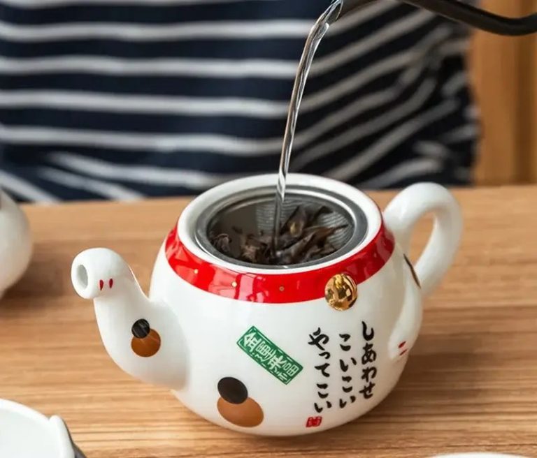 Service-a-the-japonais-en-porcelaine-fine-en-forme-de-chat-Maneki-neko-avec-filt-picture-6