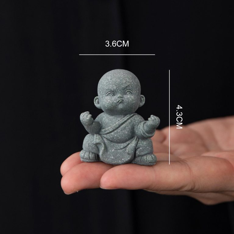 Set de 4 figurines de moines bouddhistes pour décoration zen