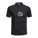 Veste-de-cuisine-professionnelle-a-manches-courtes-avec-col-montant-et-broderie-picture-1