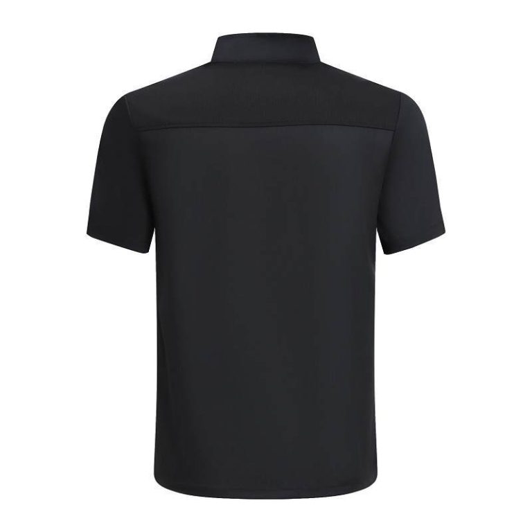 Veste-de-cuisine-professionnelle-a-manches-courtes-avec-col-montant-et-broderie-picture-2