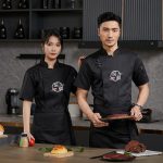 Veste-de-cuisine-professionnelle-a-manches-courtes-avec-col-montant-et-broderie-picture-4