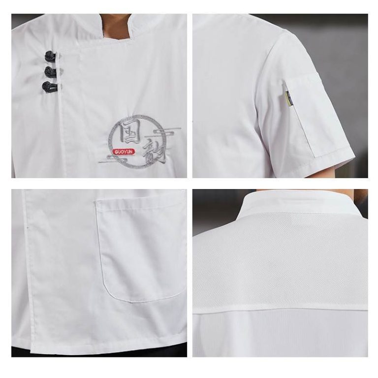 Veste-de-cuisine-professionnelle-a-manches-courtes-avec-col-montant-et-broderie-picture-6