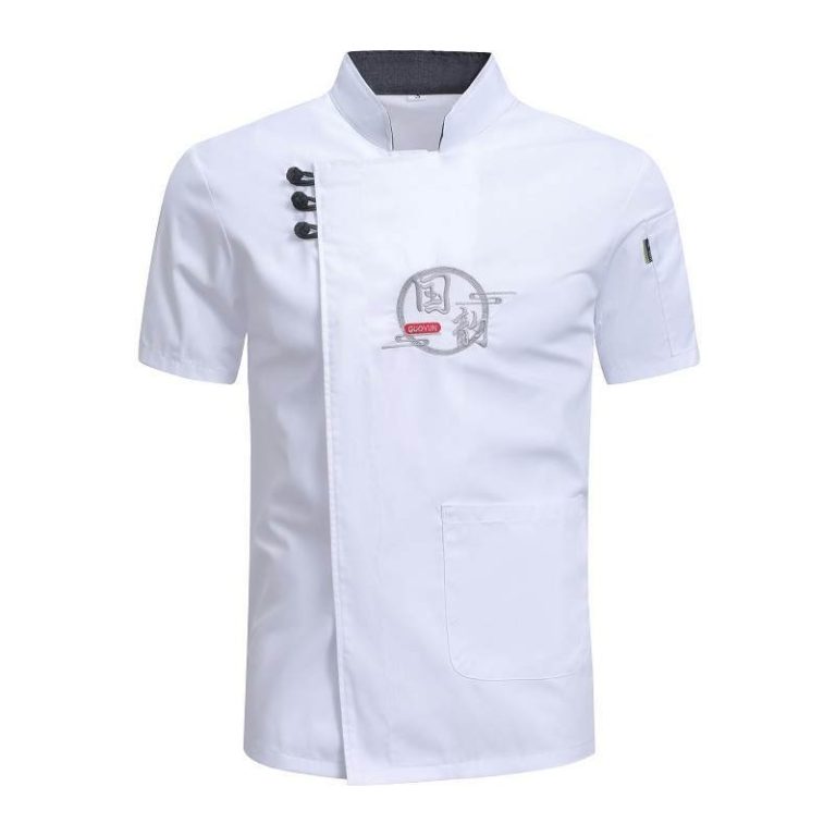 Veste-de-cuisine-professionnelle-a-manches-courtes-avec-col-montant-et-broderie-picture-8