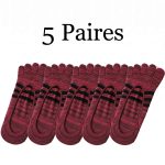 5 paires de chaussettes d'été invisibles pour hommes, en coton, rayures colorées, fines, douces, bouche peu profonde, respirantes, déodorantes, 5 doigts
