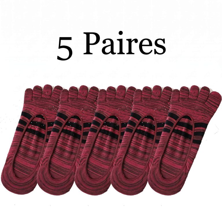 5 paires de chaussettes d'été invisibles pour hommes, en coton, rayures colorées, fines, douces, bouche peu profonde, respirantes, déodorantes, 5 doigts