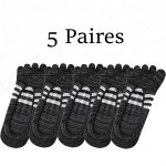 5 paires de chaussettes d'été invisibles pour hommes, en coton, rayures colorées, fines, douces, bouche peu profonde, respirantes, déodorantes, 5 doigts