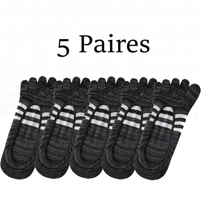 5 paires de chaussettes d'été invisibles pour hommes, en coton, rayures colorées, fines, douces, bouche peu profonde, respirantes, déodorantes, 5 doigts