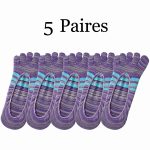 5 paires de chaussettes d'été invisibles pour hommes, en coton, rayures colorées, fines, douces, bouche peu profonde, respirantes, déodorantes, 5 doigts
