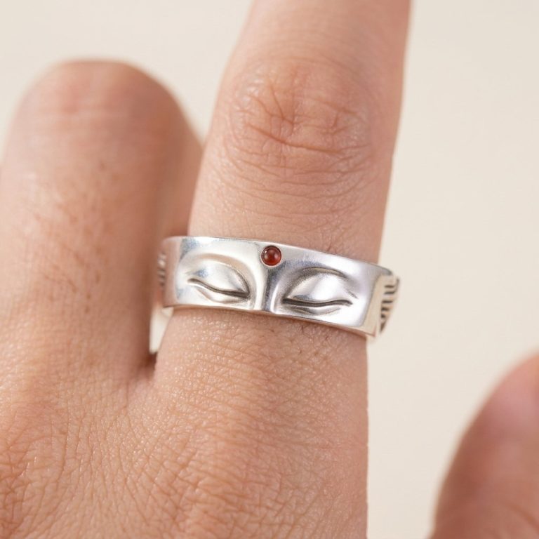 Bague-Bouddha-en-argent-ajustable-avec-cristal-et-gravure-de-lotus-picture-1-1