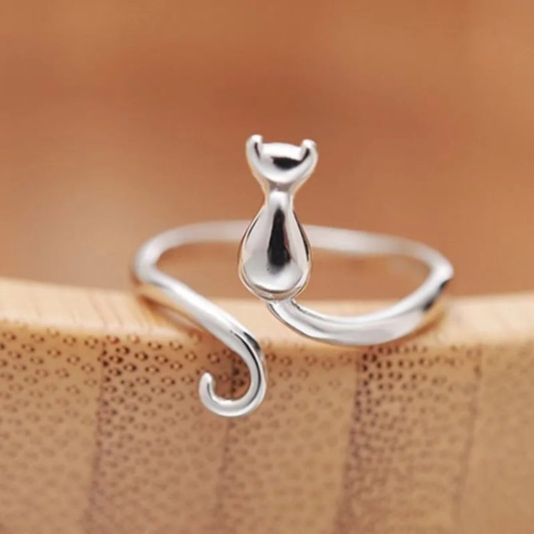 Bague de chat argent réglable à queue en spirale