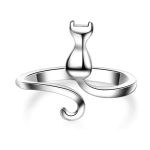 Bague de chat argent réglable à queue en spirale