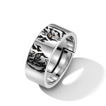 Bague-de-tigre-argent-en-acier-inoxydable-a-motif-ajoure-ajustable-picture-1