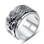 Bague-dragon-homme-en-argent-925-a-anneau-rotatif-picture-1