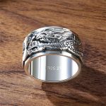 Bague-dragon-homme-en-argent-925-a-anneau-rotatif-picture-2
