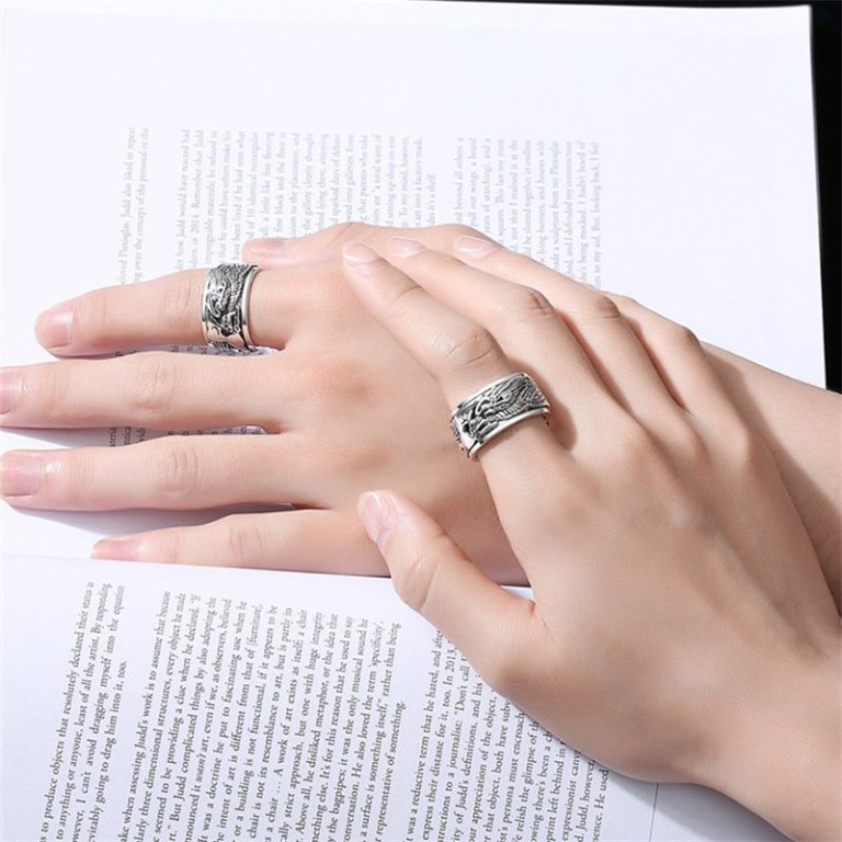 Bague-dragon-homme-en-argent-925-a-anneau-rotatif-picture-3