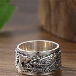 Bague-dragon-homme-en-argent-925-a-anneau-rotatif-picture-5