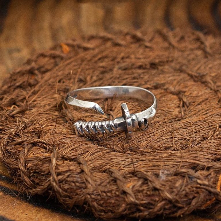 Bague-katana-de-style-japonais-en-metal-argente-ajustable-picture-1