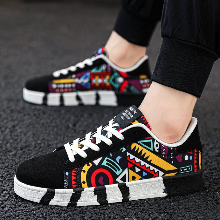 Baskets-de-skate-basses-a-motifs-geometriques-multicolores-pour-homme-picture-3