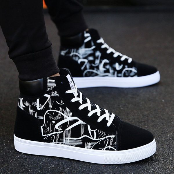 Baskets montantes homme à motifs graphiques abstraits style streetwear