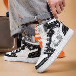 Baskets-montantes-streetwear-a-motif-de-carpe-et-vagues-picture-1