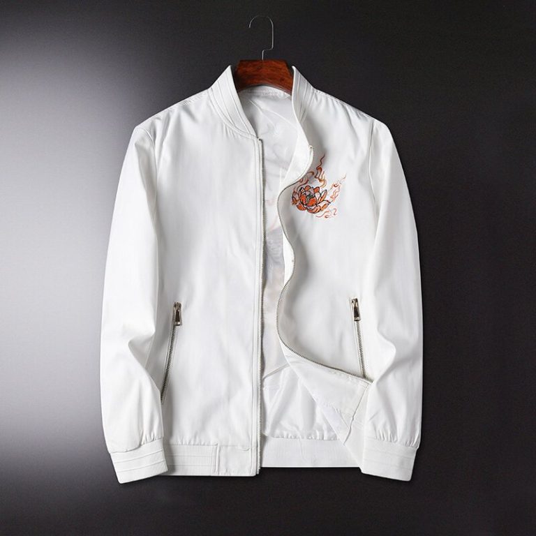 Blouson-aviateur-a-broderie-de-dragon-et-flammes-dorees-au-dos-avec-col-montant-picture-3