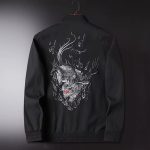Blouson-aviateur-a-broderie-de-dragon-et-flammes-dorees-au-dos-avec-col-montant-picture-5