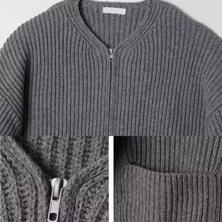 Blouson-type-bomber-en-maille-cotelee-avec-fermeture-zippee-et-poches-laterales-picture-6