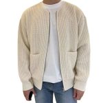 Blouson-type-bomber-en-maille-cotelee-avec-fermeture-zippee-et-poches-laterales-picture-8