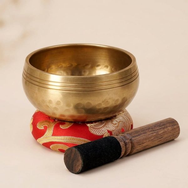 Bol chantant tibétain 432 hz en métal doré fait main pour la méditation et le yoga
