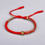 Bracelet-coulissant-cordon-tresse-artisanal-avec-perle-en-cuivre-dore-grave-picture-2