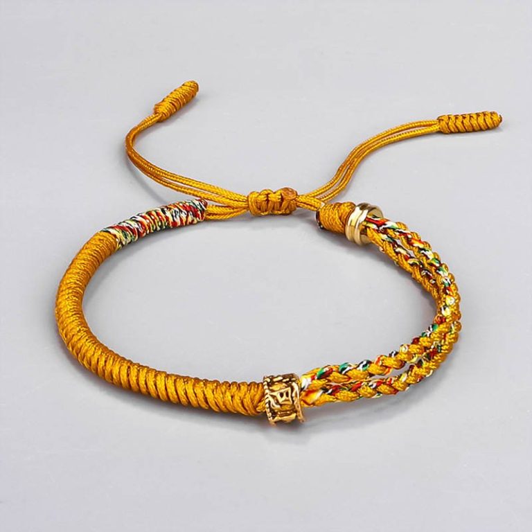 Bracelet-coulissant-cordon-tresse-artisanal-avec-perle-en-cuivre-dore-grave-picture-3