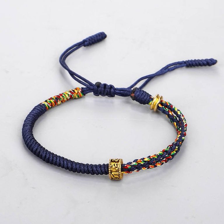 Bracelet-coulissant-cordon-tresse-artisanal-avec-perle-en-cuivre-dore-grave-picture-5