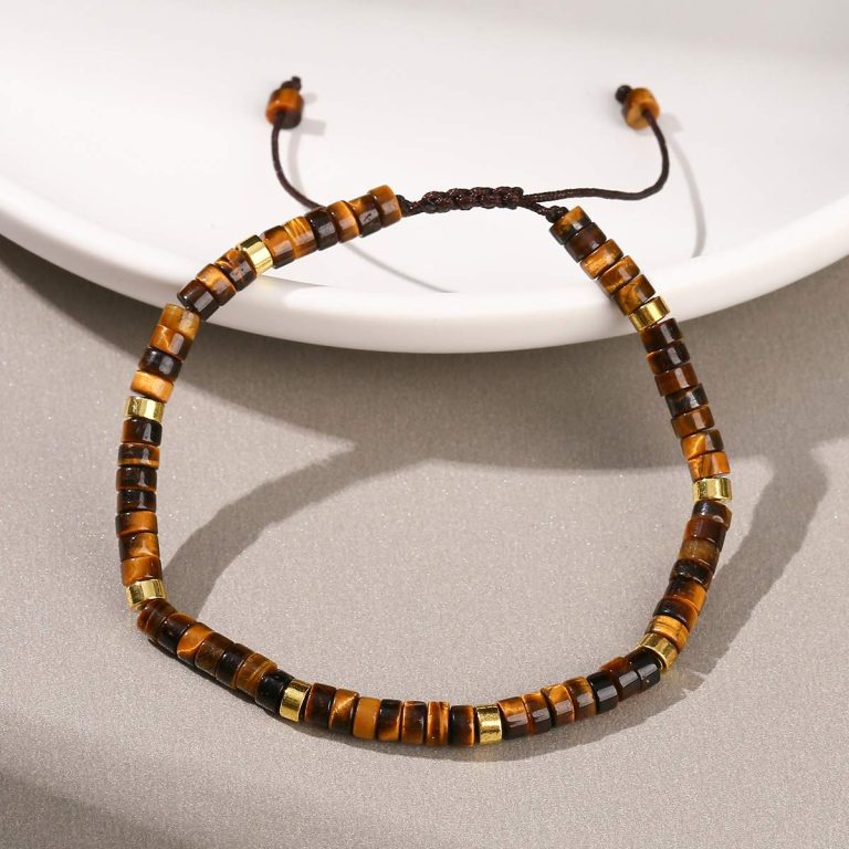 Bracelet-en-pierre-naturelle-avec-perles-plates-et-espaceurs-dores-sur-cordon-tr-picture-1