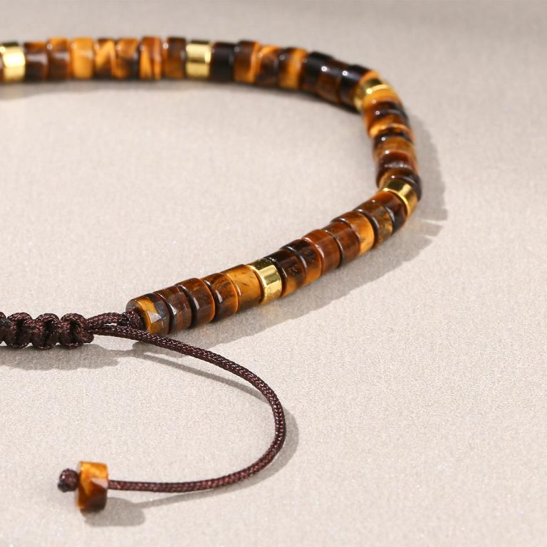 Bracelet-en-pierre-naturelle-avec-perles-plates-et-espaceurs-dores-sur-cordon-tr-picture-2