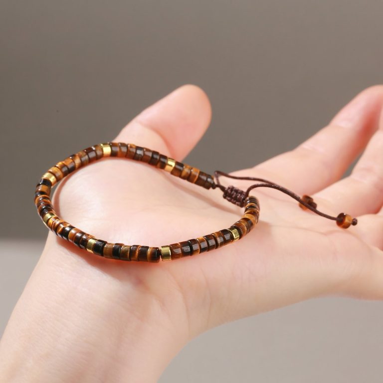 Bracelet-en-pierre-naturelle-avec-perles-plates-et-espaceurs-dores-sur-cordon-tr-picture-3