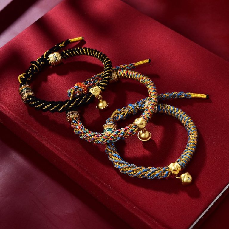 Bracelet-en-tissu-tresse-avec-perles-decoratives-dorees-et-clochette-en-metal-do-picture-2