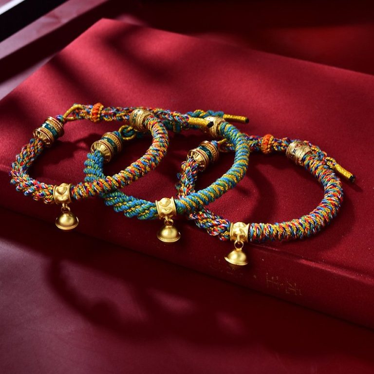 Bracelet-en-tissu-tresse-avec-perles-decoratives-dorees-et-clochette-en-metal-do-picture-3