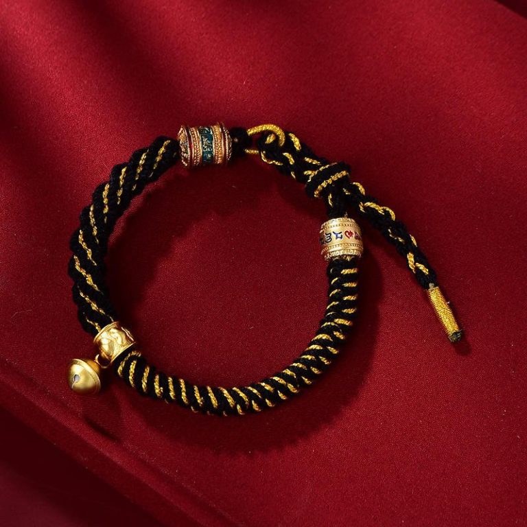 Bracelet-en-tissu-tresse-avec-perles-decoratives-dorees-et-clochette-en-metal-do-picture-9