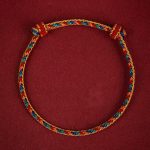 Bracelet tibétain tressé multicolore à nœuds coulissants ajustables en coton - 16-17cm