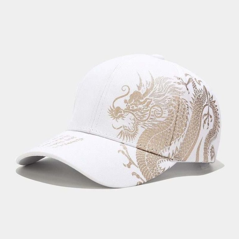 Casquette-de-baseball-a-dragon-dore-avec-caracteres-sur-la-visiere-picture-7