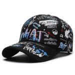 Casquette de baseball homme à motifs graffiti street art multicolores avec visière courbée