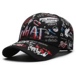 Casquette de baseball homme à motifs graffiti street art multicolores avec visière courbée