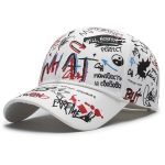 Casquette de baseball homme à motifs graffiti street art multicolores avec visière courbée