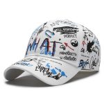 Casquette de baseball homme à motifs graffiti street art multicolores avec visière courbée