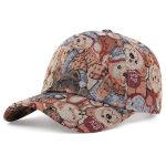 Casquette kawaii unisexe avec motif jacquard d'oursons en peluche et visière courbée