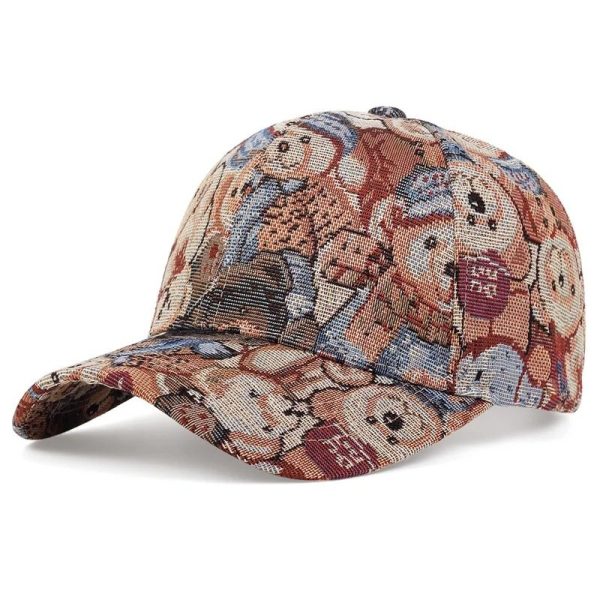 Casquette kawaii unisexe avec motif jacquard d'oursons en peluche et visière courbée