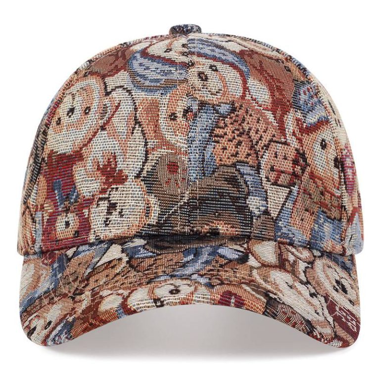 Casquette kawaii unisexe avec motif jacquard d'oursons en peluche et visière courbée