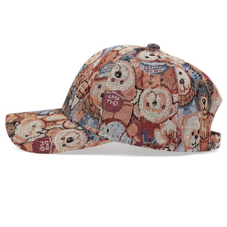 Casquette kawaii unisexe avec motif jacquard d'oursons en peluche et visière courbée