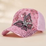 Casquette-papillon-strass-avec-sequins-scintillants-et-motifs-floraux-brodes-miniature