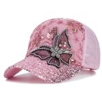 Casquette-papillon-strass-avec-sequins-scintillants-et-motifs-floraux-brodes-picture-1